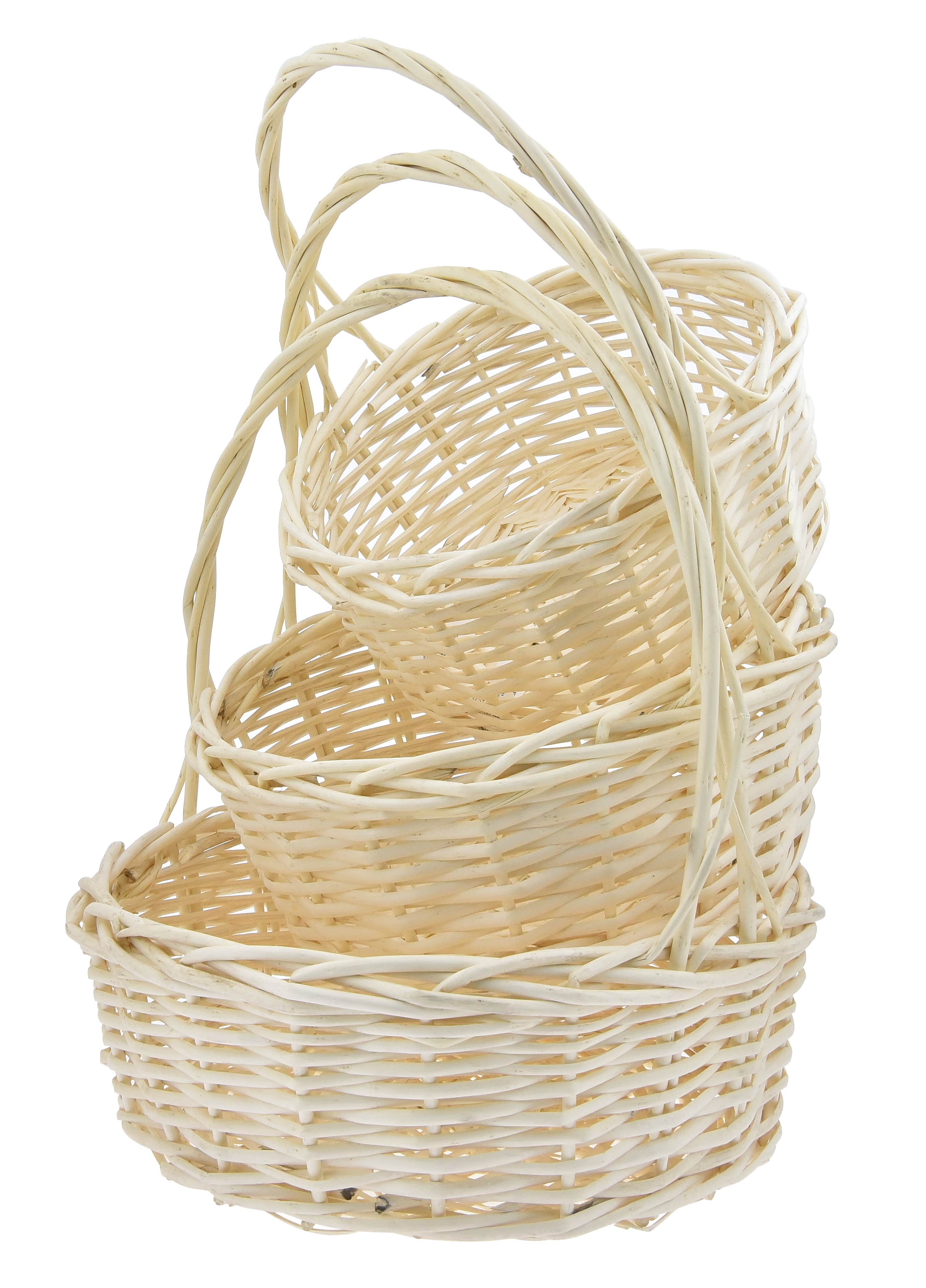 13 Peeled Willow Baskets, Set of 3