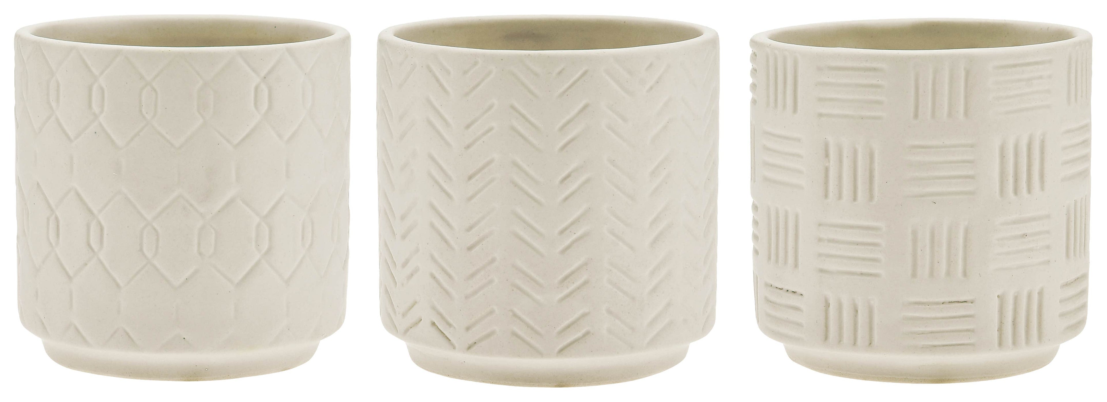 3.5 Assorted Round Ceramic White Pots