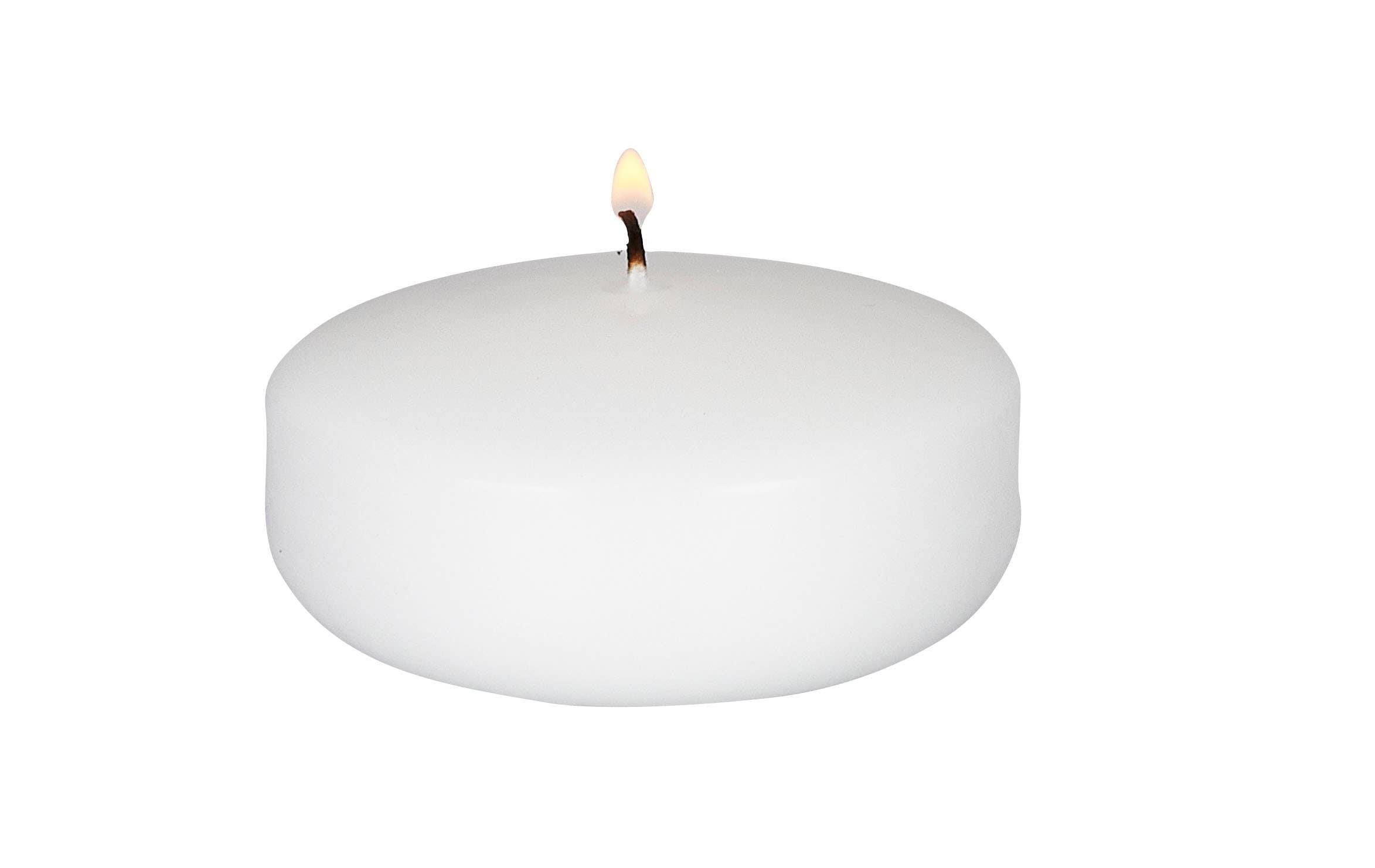 3 White Floating Disk Candles, 36-Case