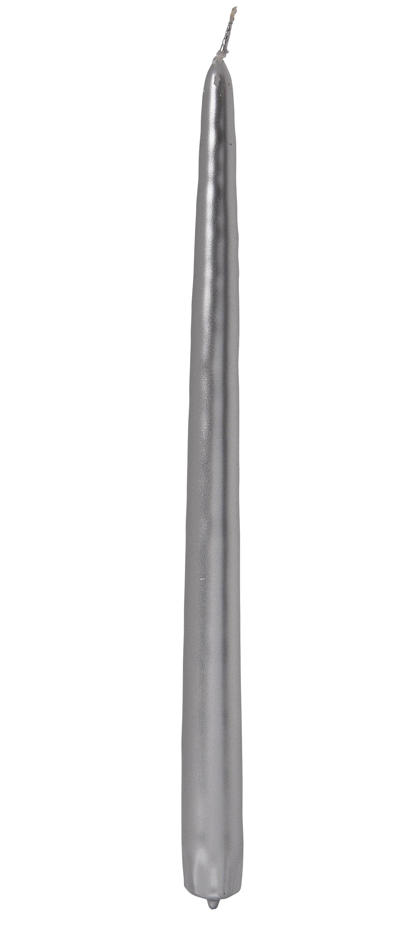12 Wrapped Silver Taper Candles, 12-Box
