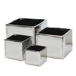 3 x 3 Silver Metallic Ceramic Cube