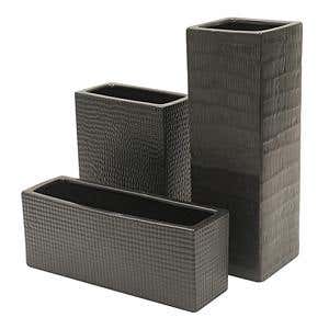 6 x 3 x 8 Satin Black Ceramic Vase