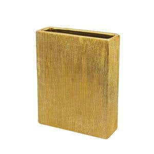 8 x 2.5 x 10 Gold Etched Ceramic Vase