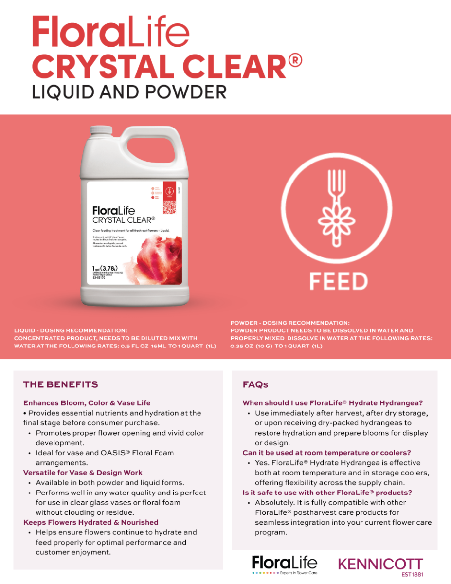 Crystal Clear Flower Food 300 1 Gallon Product Guide