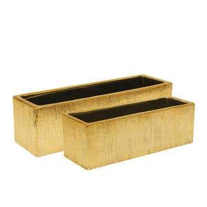 12x4 Gold Etched Ceramic Planter