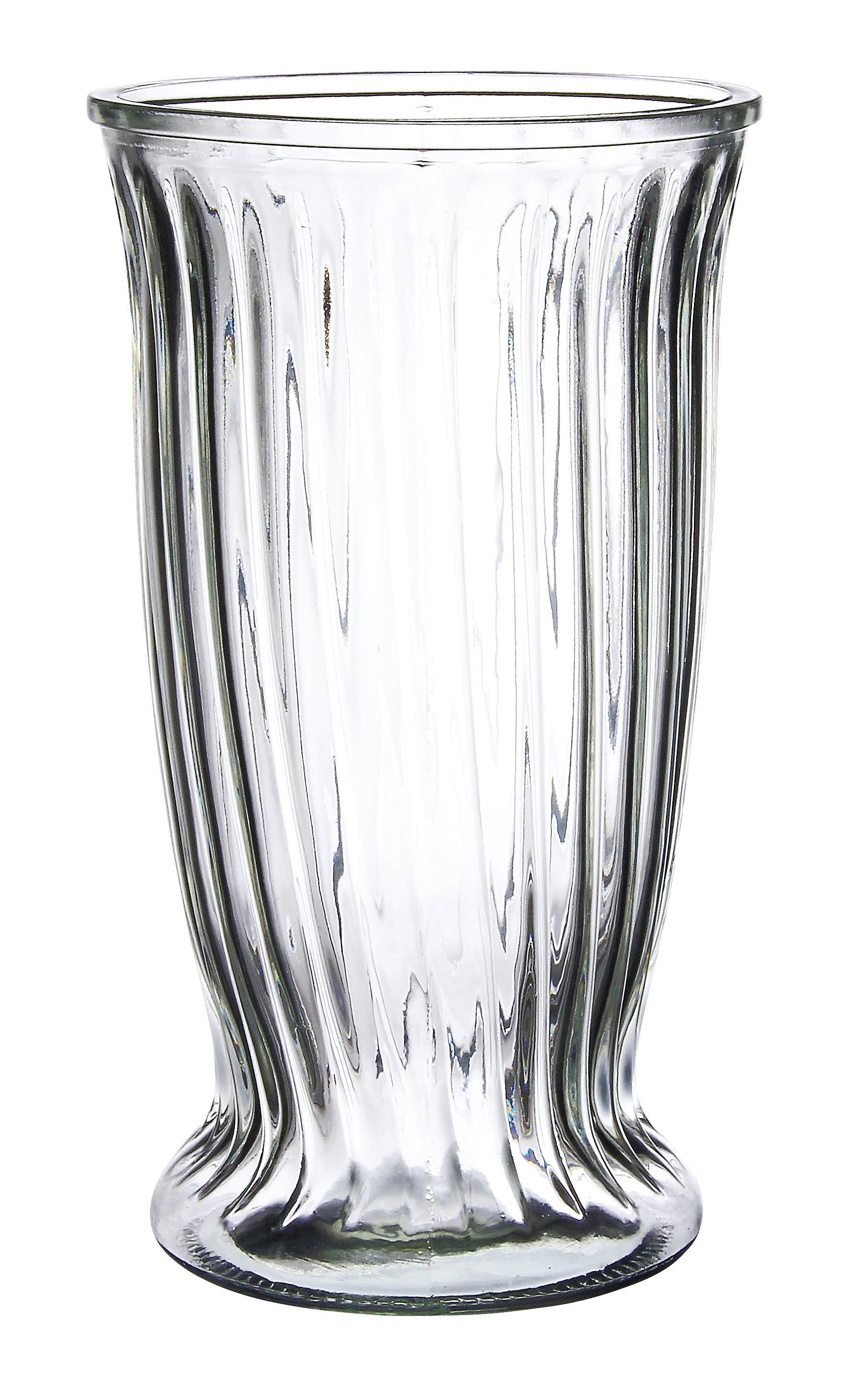 12 Clear Ribbed Glass Vase