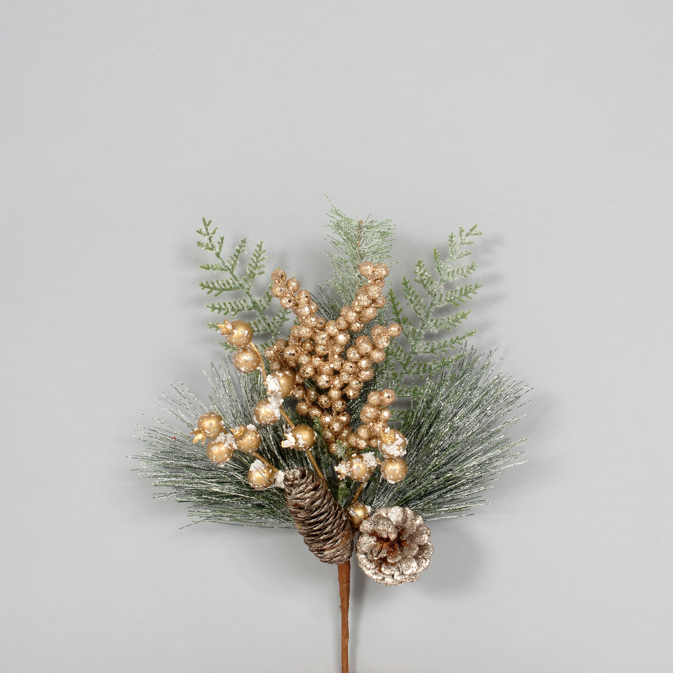 15 Champagne Pine Berry Pinecone Pick