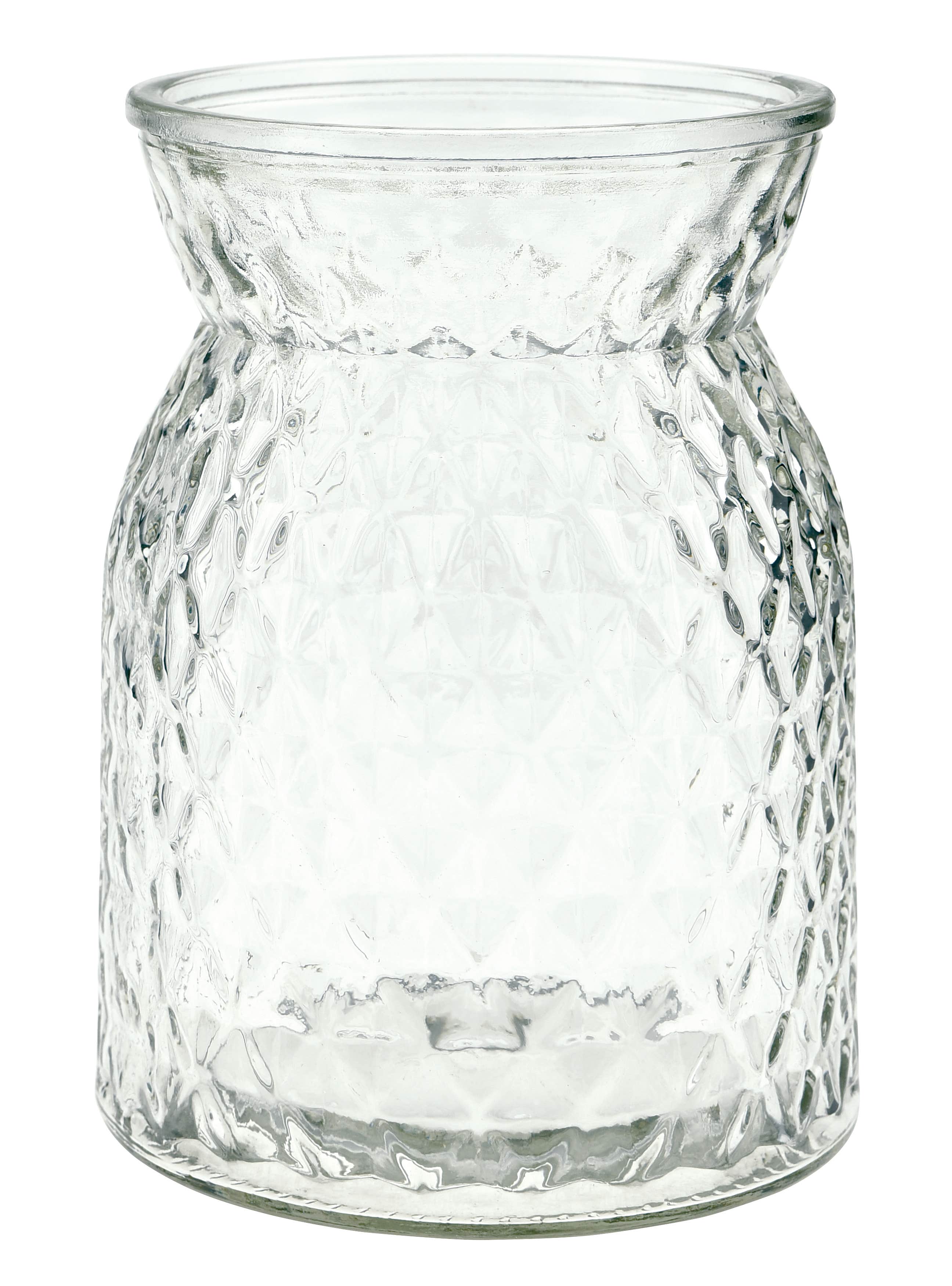 6.25 Round Embossed Clear Glass Vase