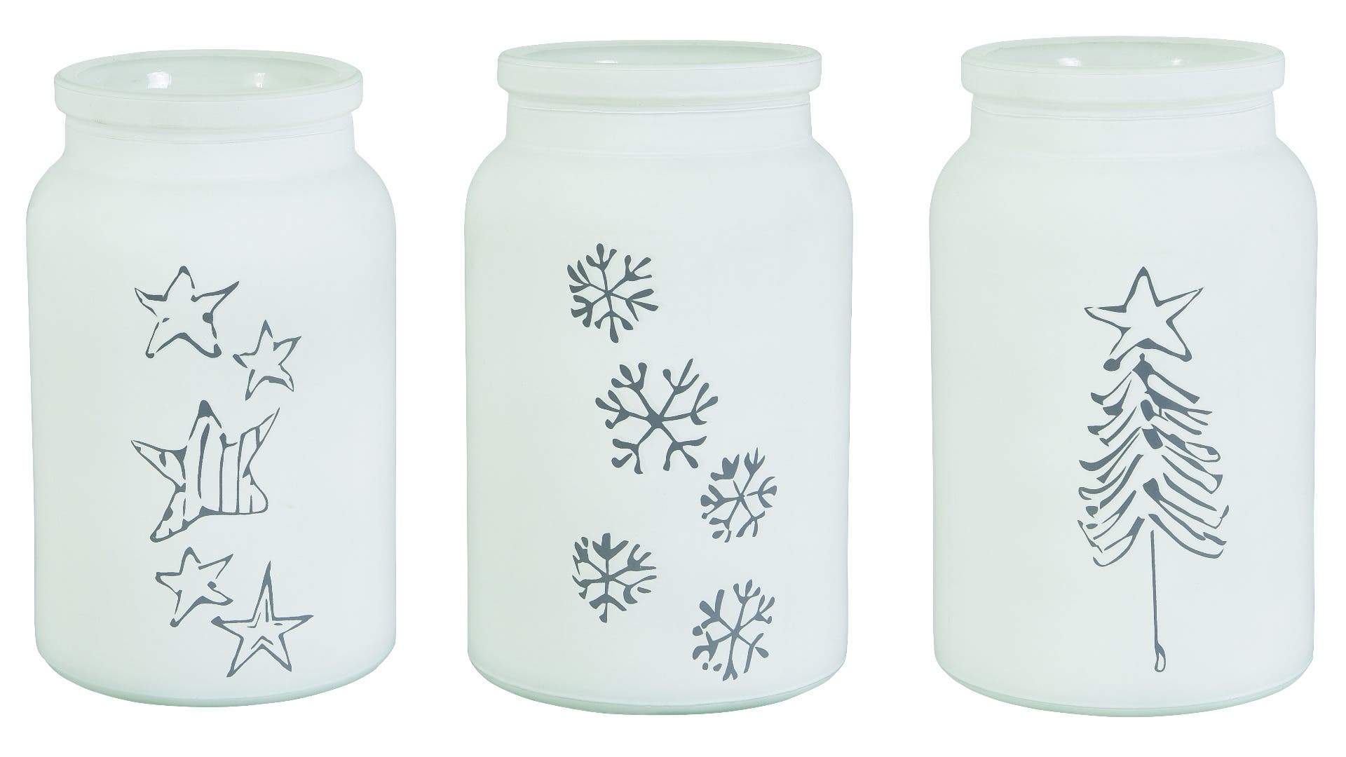 7 Xmas Decal Glass Jar 3-Assorted