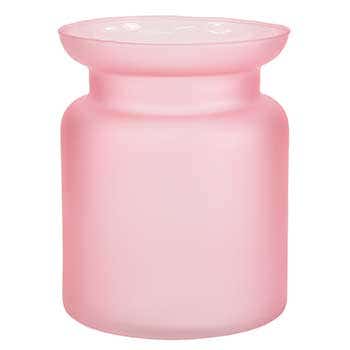 6 Strawberry Pink Collar Glass Vase