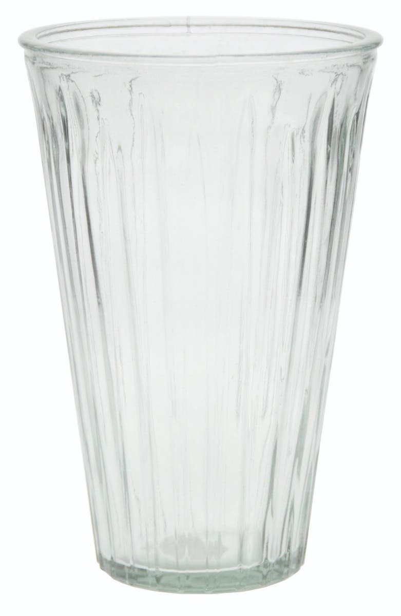 10 Clear Glass Ribbed Flare Vase