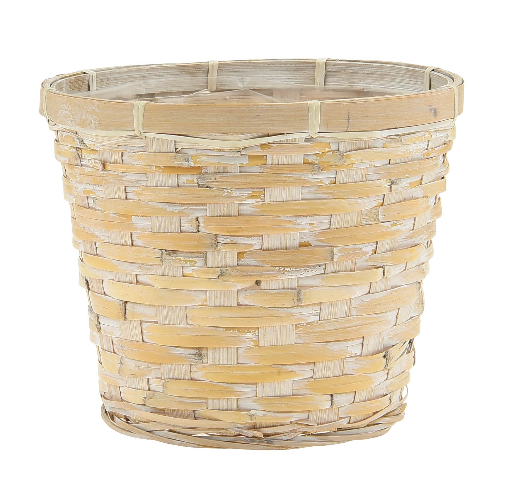 6 White Wash Bamboo Pot Cover