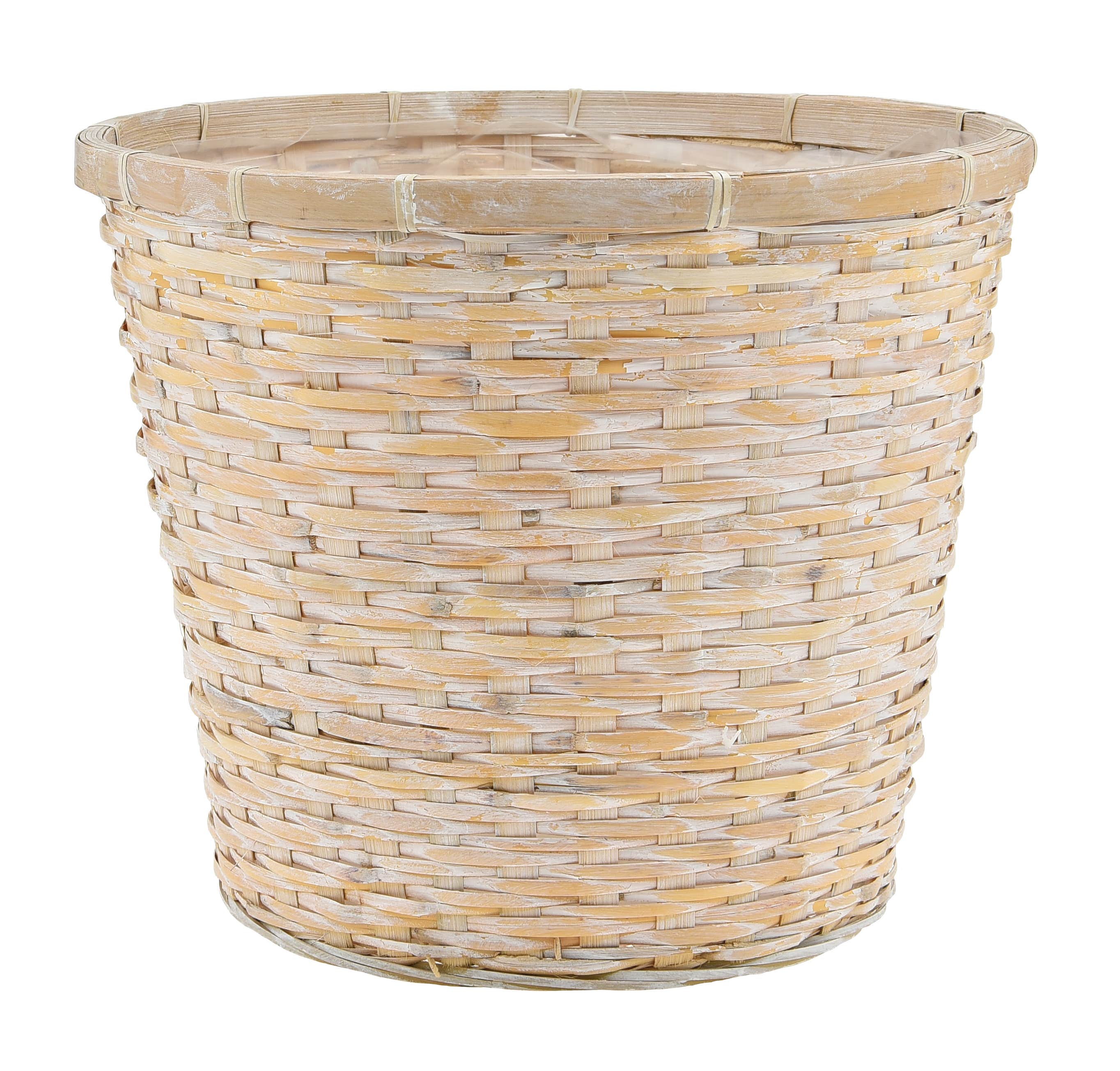 10 White Wash Bamboo Pot Cover