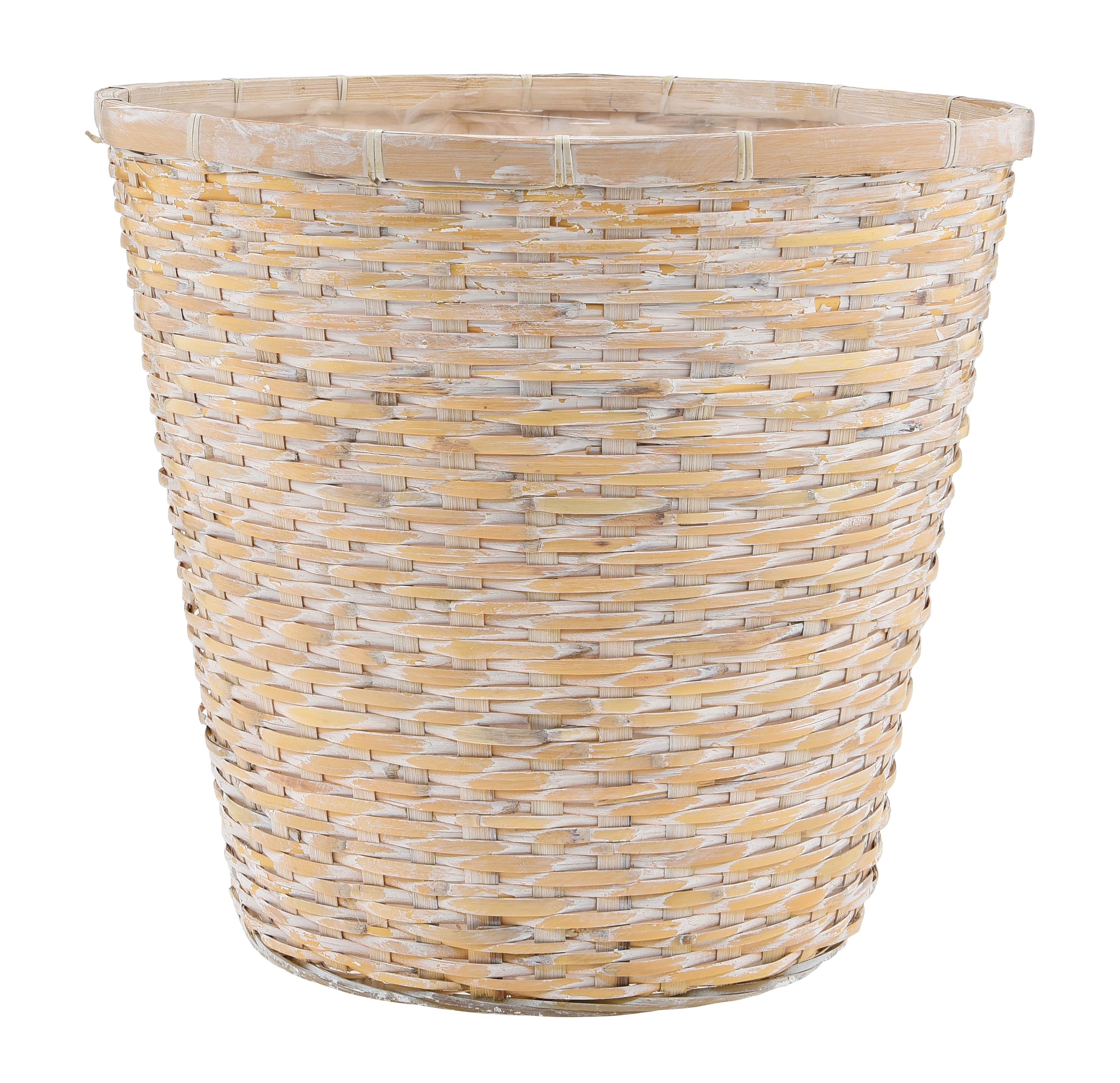 12 Round White Wash Rattan Pot Cover
