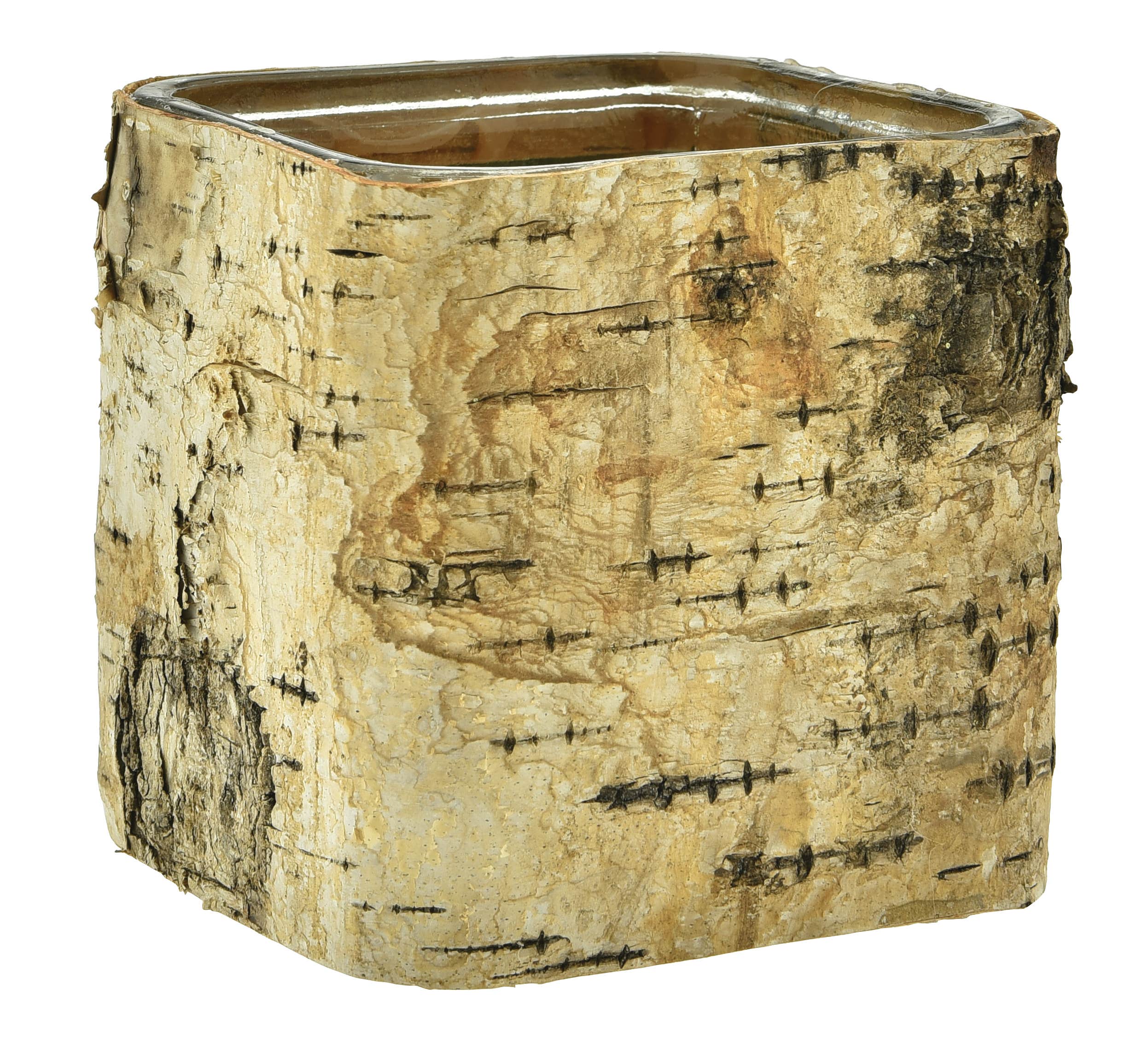 4.75 Birch Wrapped Glass Cube