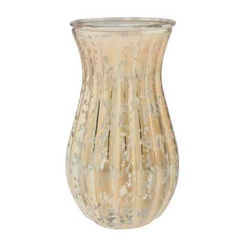8.75 Gold Glass Ribbed Jenna Vase