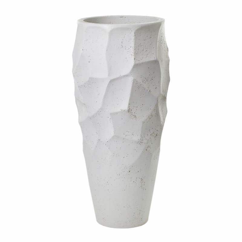 16 x 35.5 White Grand Vela Vase
