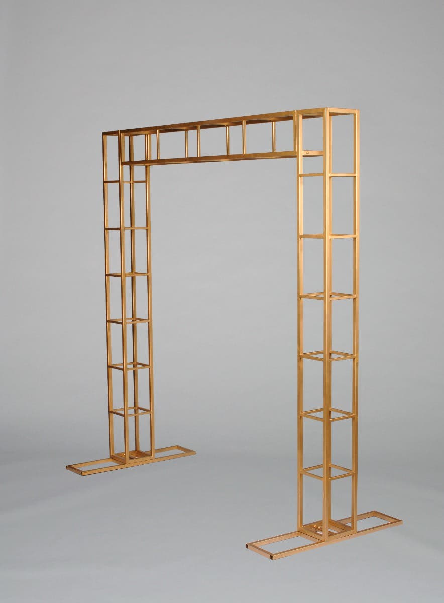 96 x 96 Gold Metal Box Gate With Stand