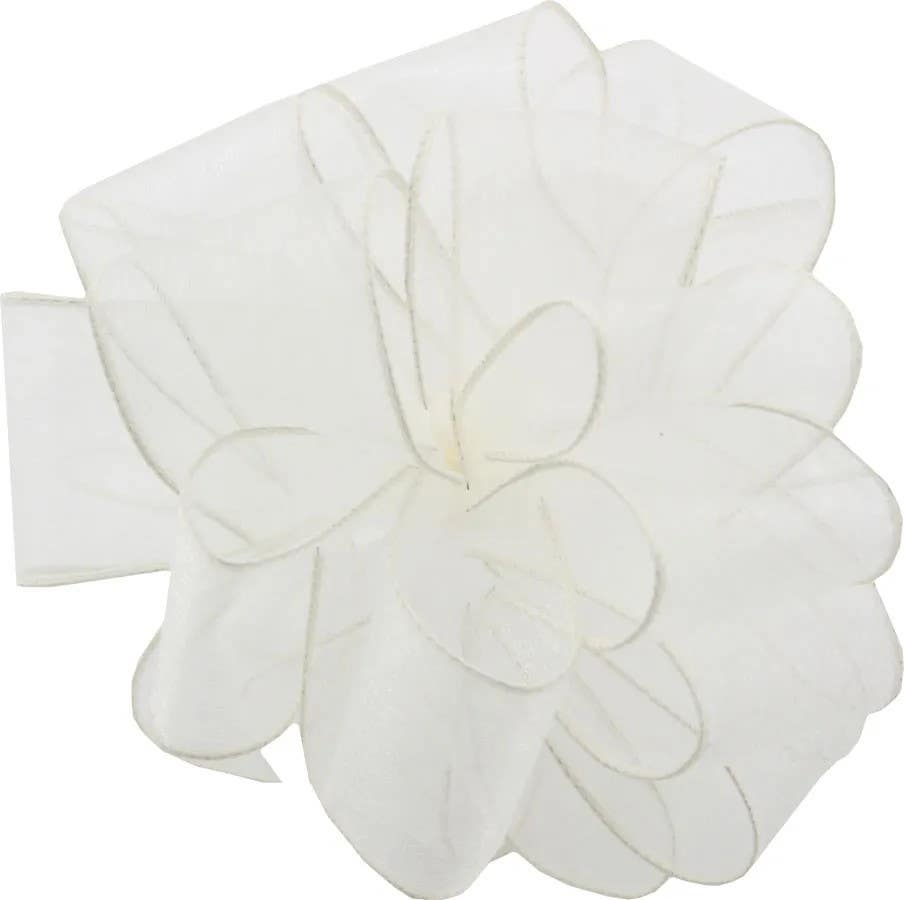 #9 Ivory Sheer Wired Ribbon, 50-Yards