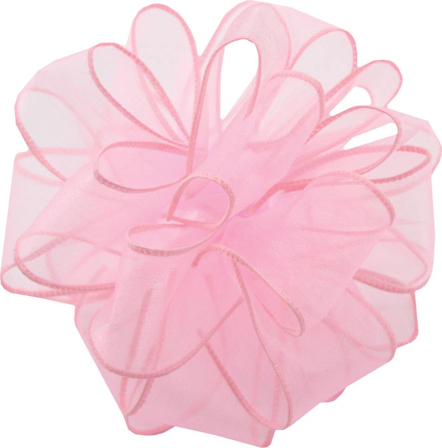 #9 Pink Sheer Wired Ribbon, 50-Yards