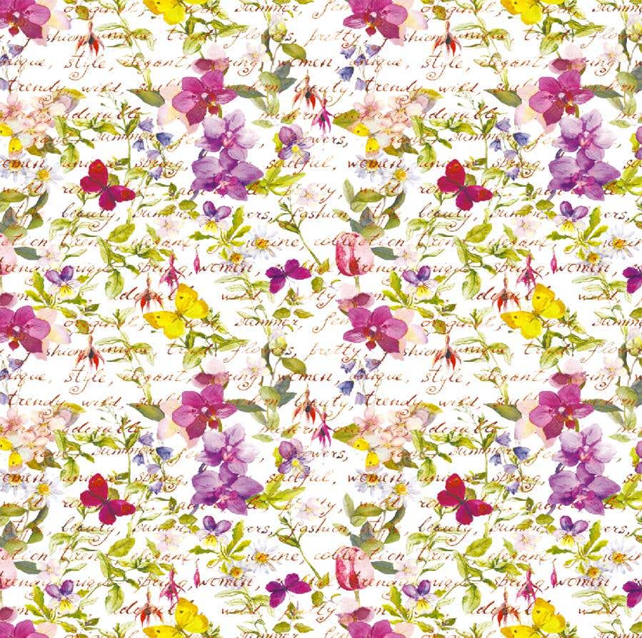 30 Floral Butterfly Print Paper Roll