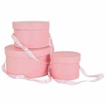 Light Pink Hat Boxes with Liner, 3-Set