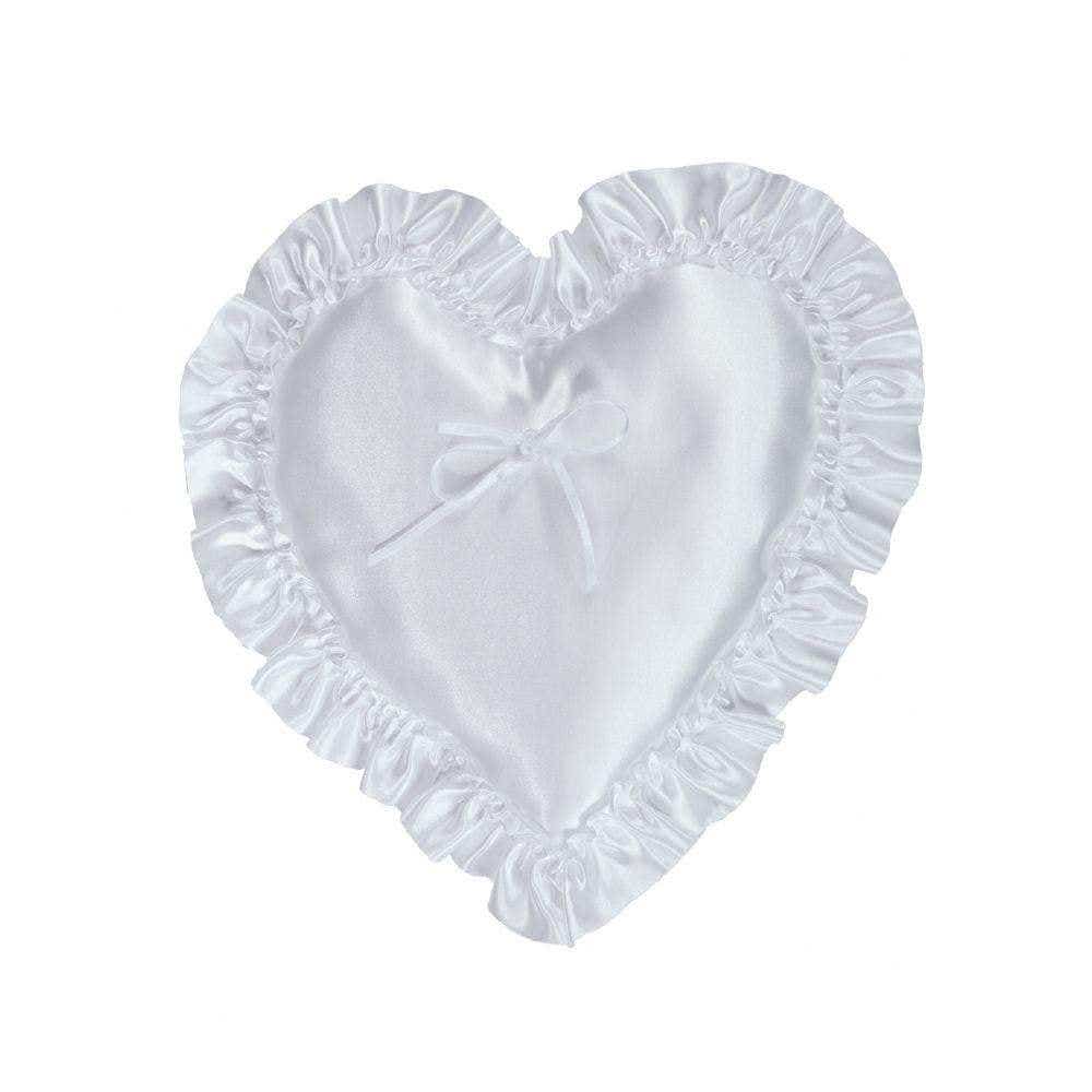 12 White Satin Heart Pillow