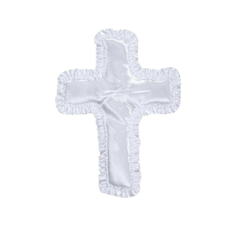 White Satin Cross-Shaped Pillow