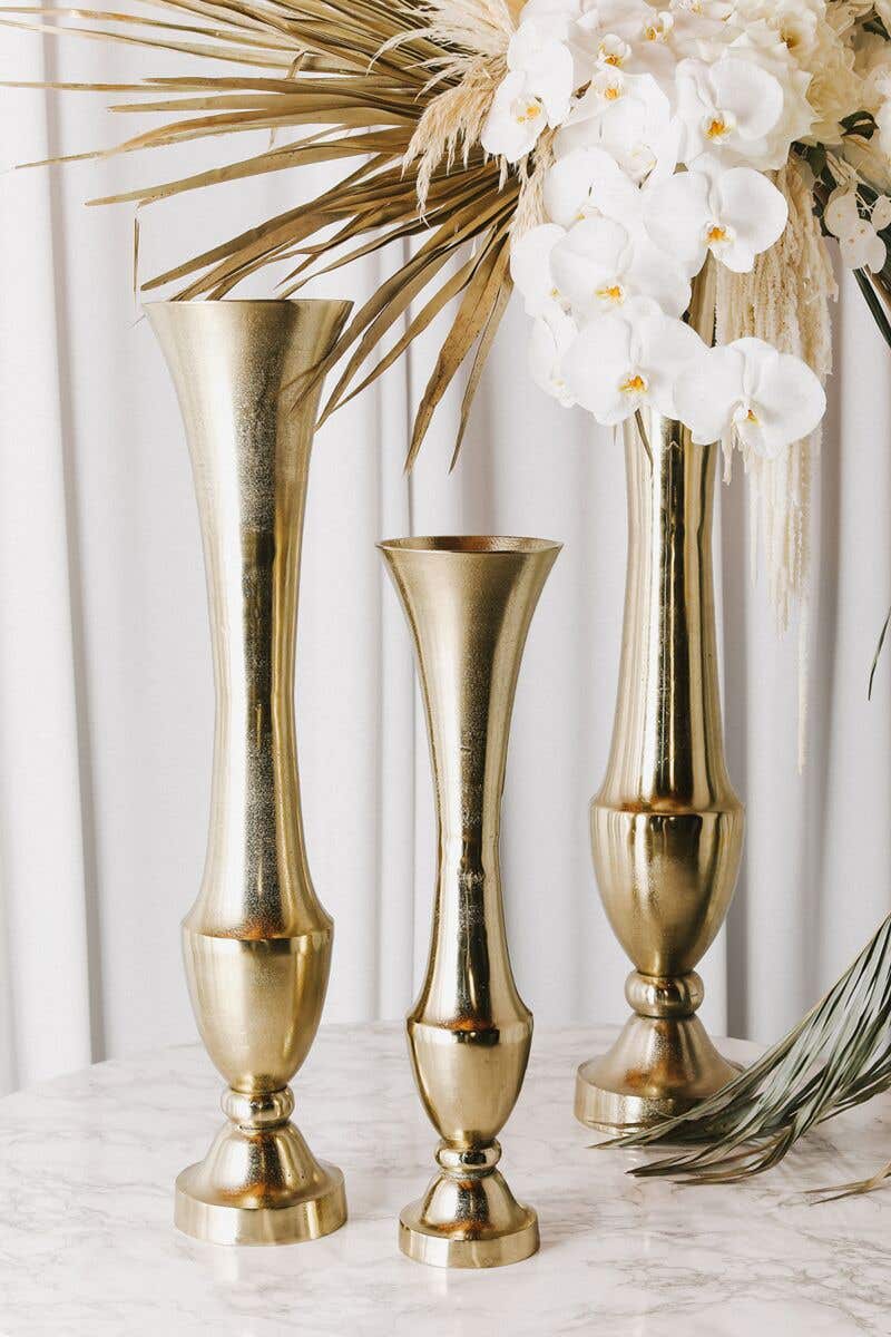 6 x 23.25 Merci Gold Metal Vase, 4-Case