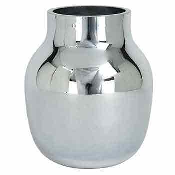 5.25 Round Silver Metallic & Glass Vase