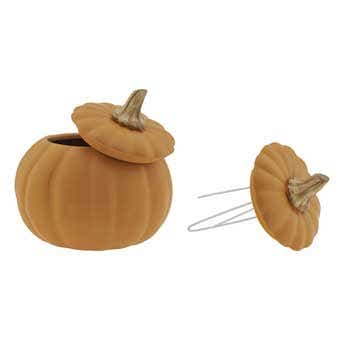 6 Orange Ceramic Pumpkin with Lid