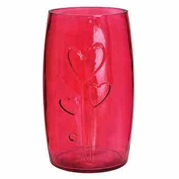 8.25 Pink Embossed Heart Design Vase