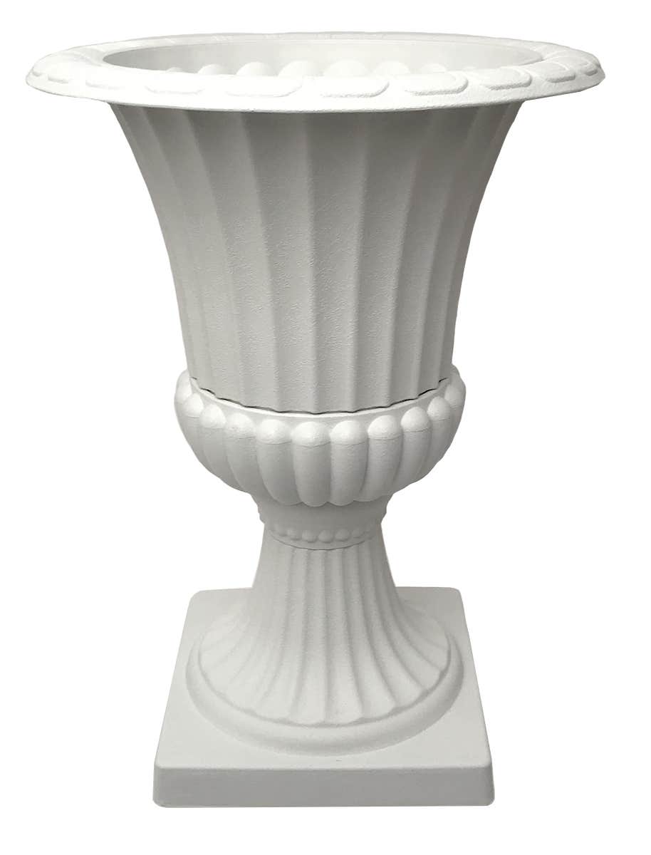 15.75 Round White Plastic Urn