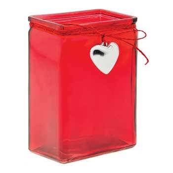 6 Rectangle Red Hanging Heart Vase