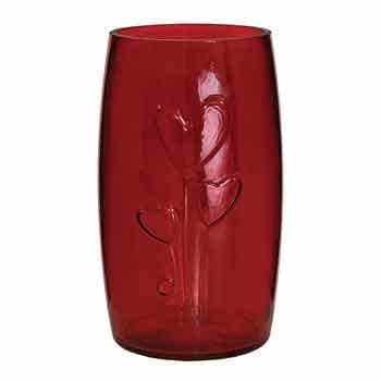 8.25 Red Embossed Heart Design Vase