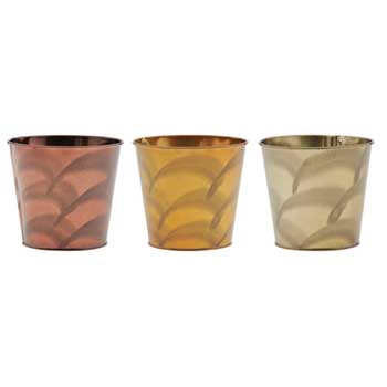 4 Round Brushed Metal Pot