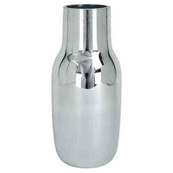 8.5 Round Silver Metal & Glass Vase