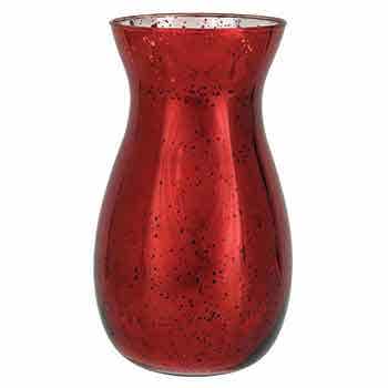 11 Round Red Mercury Glass Vase