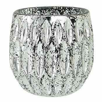 5 Round Silver Embossed Vase