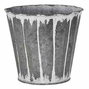 5 Round Whitewash Taper Metal Pot