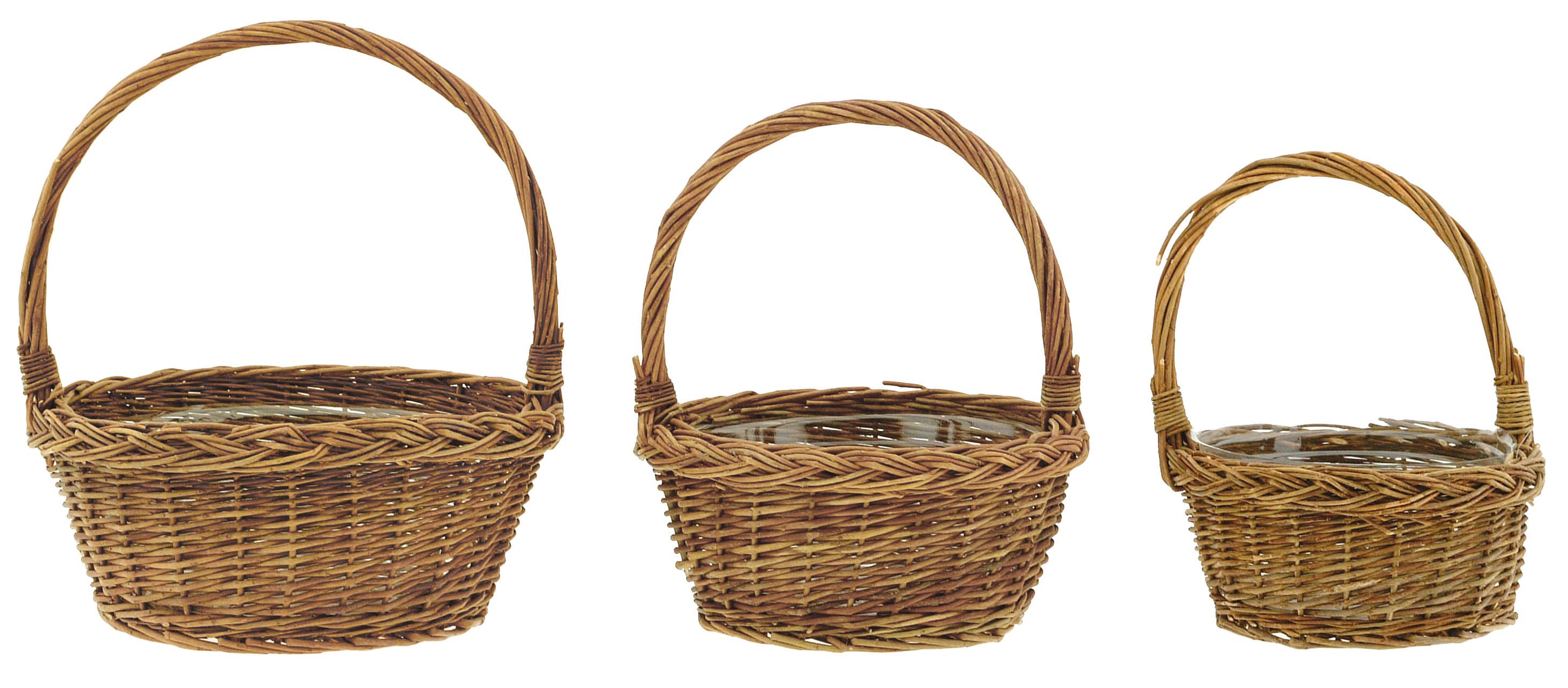 8 Unpeeled Willow Baskets, Set of 3