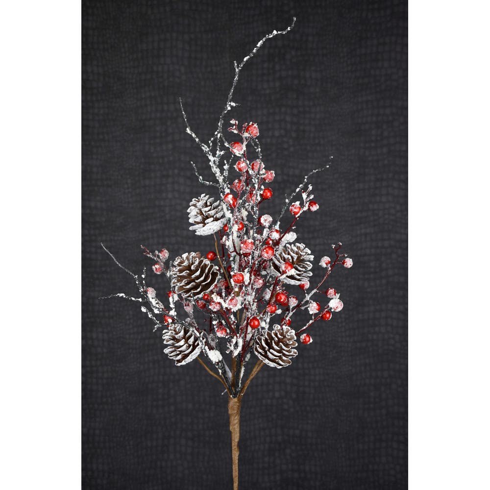 24 Snow Berry Pinecone Spray