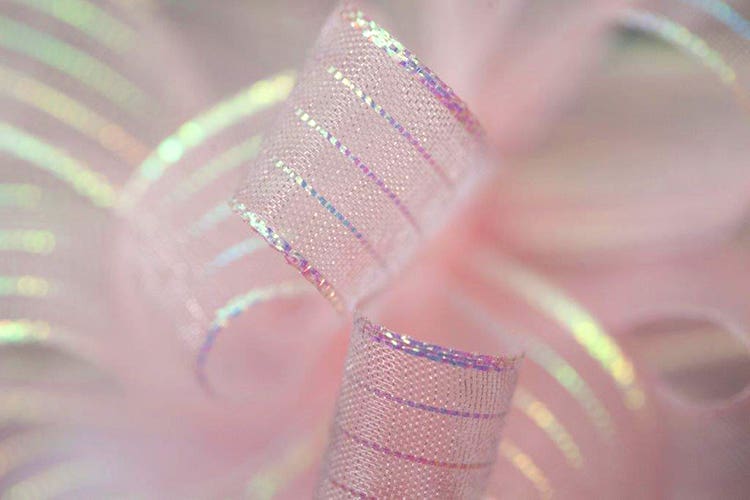 #3 Pink Strip Chiffon Ribbon, 50-Yards
