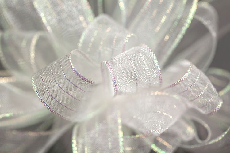 #3 White Stripe Chiffon Ribbon, 50-Yards