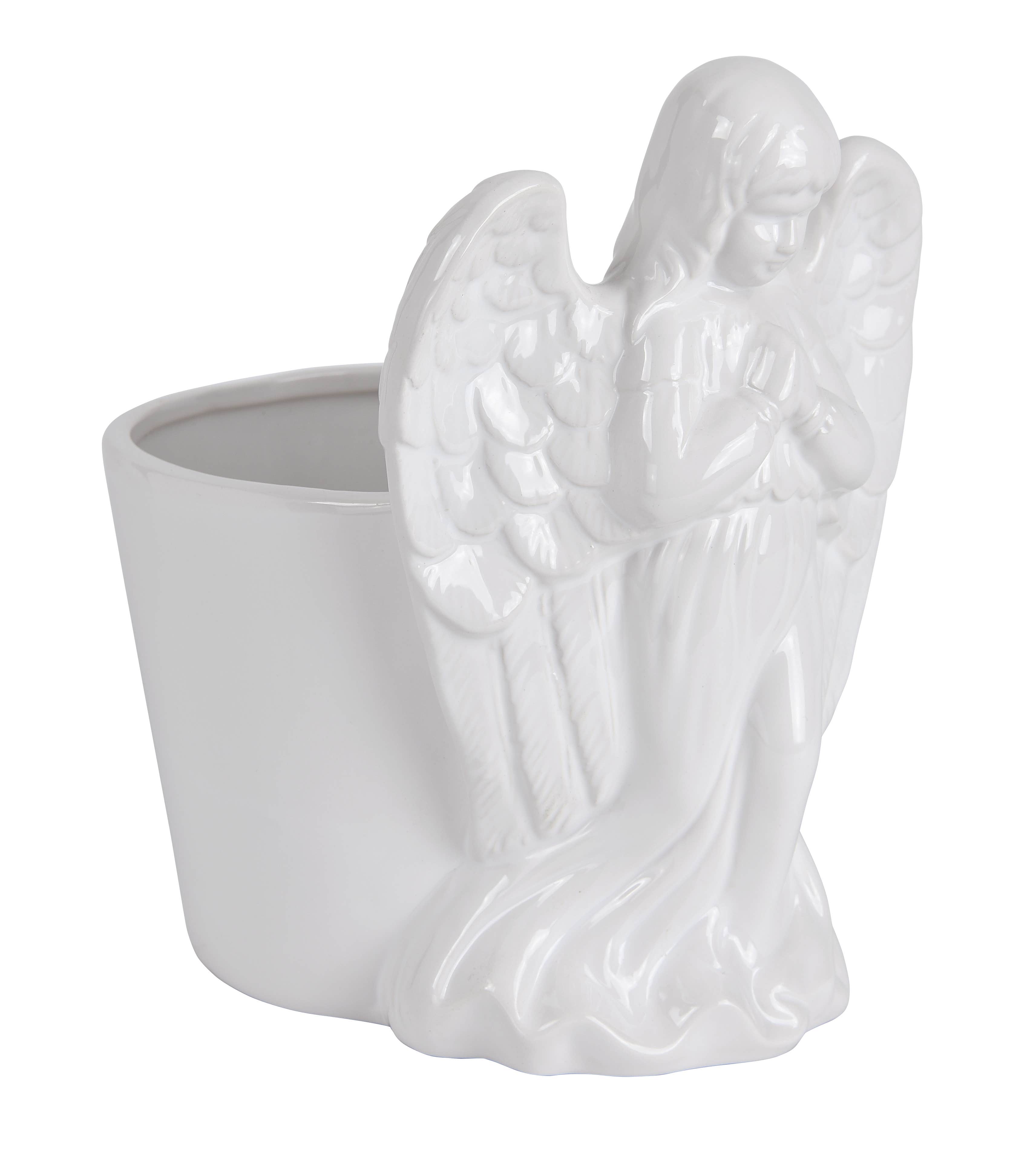 6.5 Round White Angel Ceramic Pot