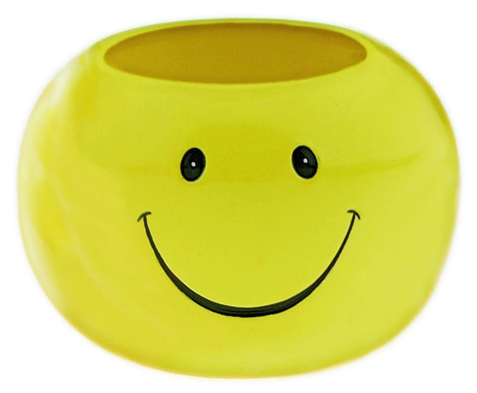 4.5 Round Ceramic Smiley Face Planter