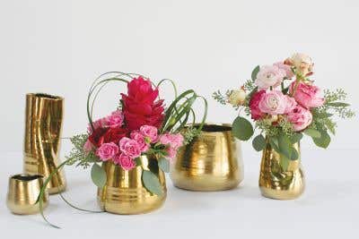 4.25 x 9 Tegan Gold Ceramic Vase