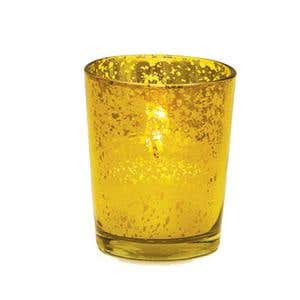 2.5 Antique Gold Glass Votive Holder