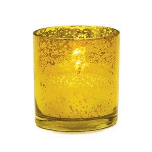 3.55 Antique Gold Glass Votive Holder