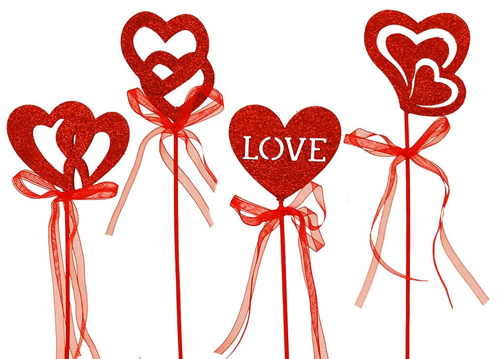 18 Valentine Heart Picks, 12-Bag